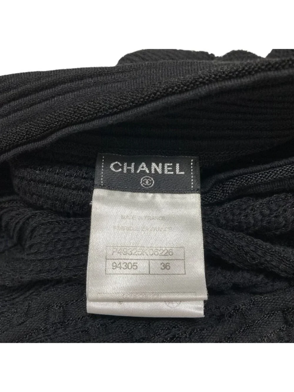 Chanel CC Logo Plate Bottleneck Short Sleeve Knit Top 36 Black Sweater